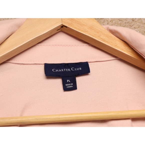 Charter Club Denim Jacket Womens PL Pink Button Front Pockets Cotton Blend Retro - Picture 3 of 13